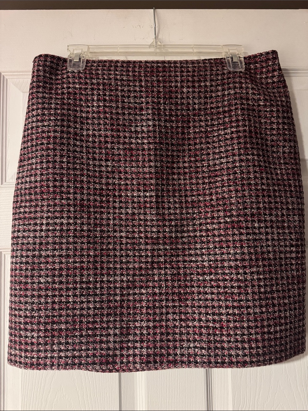 White House Black Market Pink & Black Houndstooth Mini Skirt